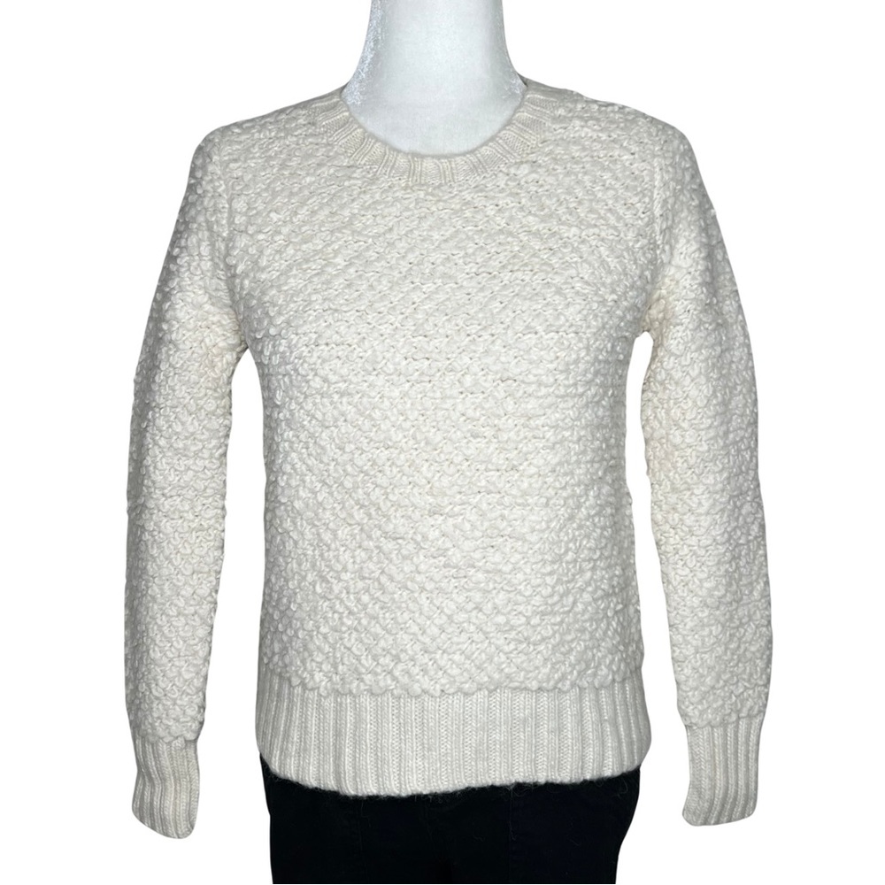 Banana Republic Sweater Crew Neck Carpet Knit Wool Alpaca Blend Cream Small S